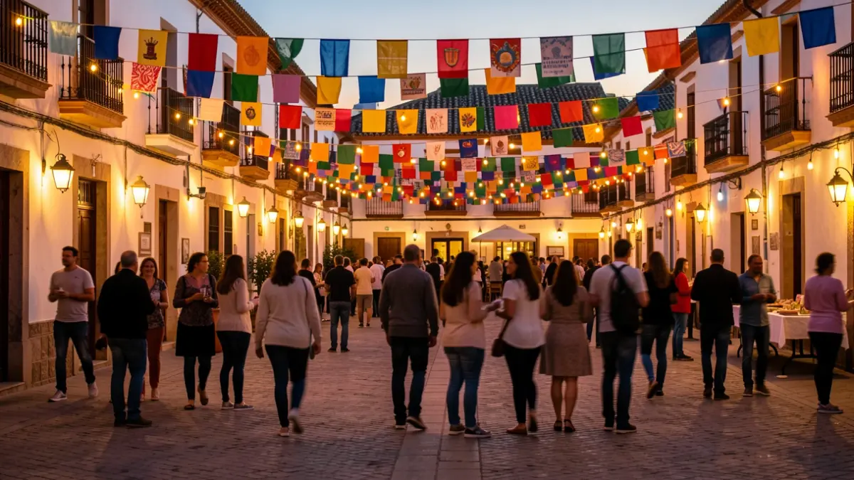 Generic image of a popular festival in an Andalusian square with a festive atmosphere.
