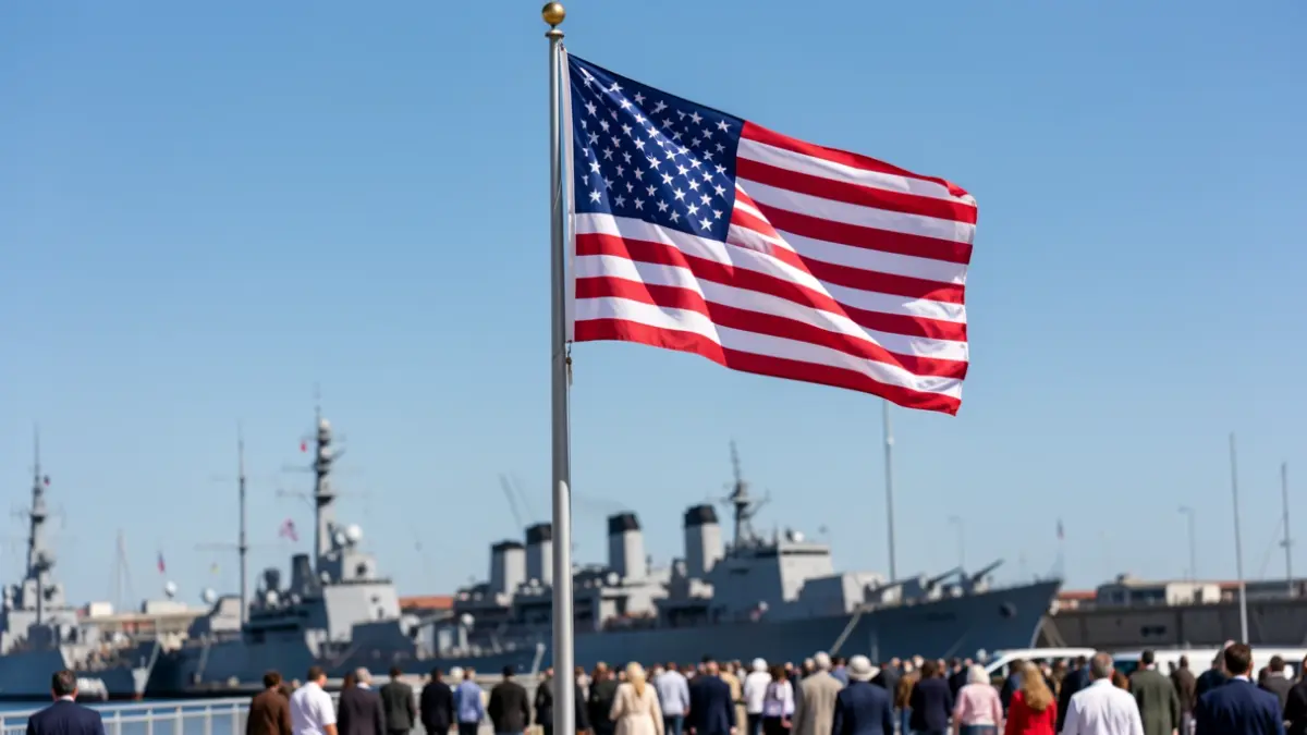Flag of the United States raised at the Rota Base.
