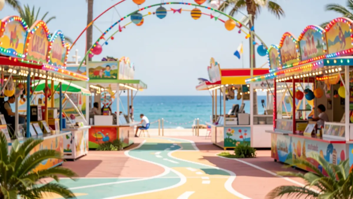 Cartel de la Feria de La Cala de Mijas con la imagen de la Senda Litoral y elementos festivos.