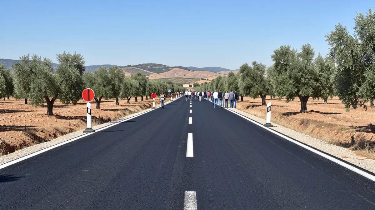 Imagen genérica de una carretera rural andaluza acondicionada.