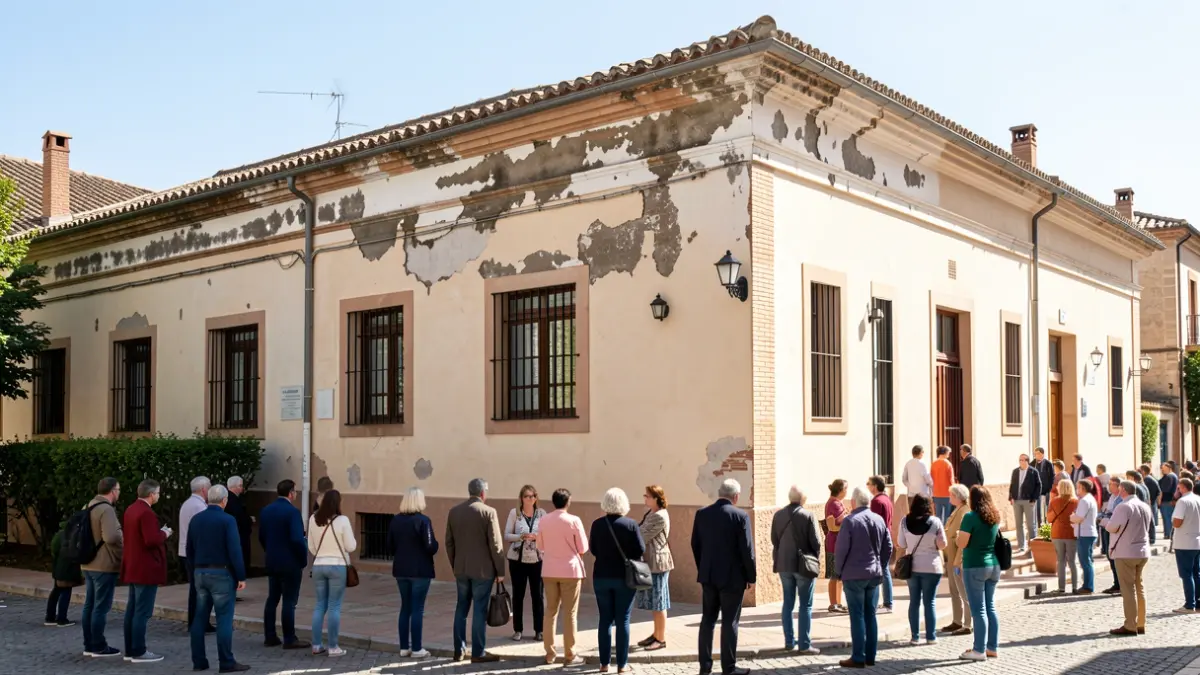 Fachada de un centro educativo andaluz con daños visibles por el temporal.
