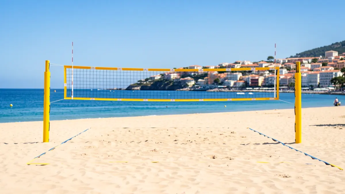 Beach volleyball court at Santa Bárbara beach, La Línea de la Concepción.