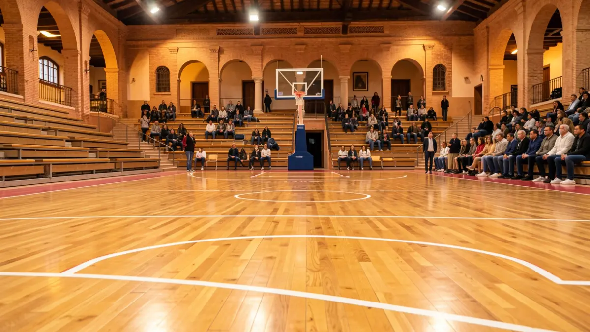 Pista de baloncesto en un pabellón deportivo municipal andaluz.