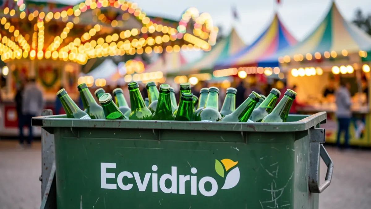 Glass container for selective collection at a fairground.