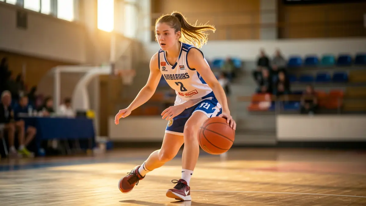 Generic image of a female basketball player in action.