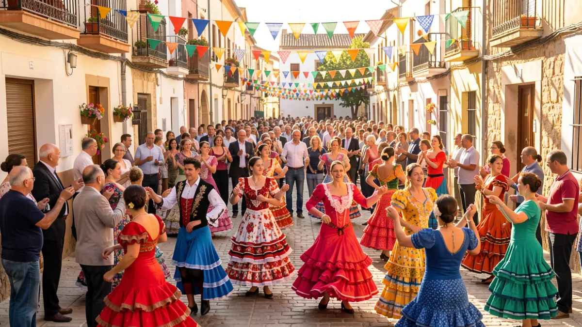 Image of a community event in La Línea de la Concepción featuring flamenco workshops and festive decorations.
