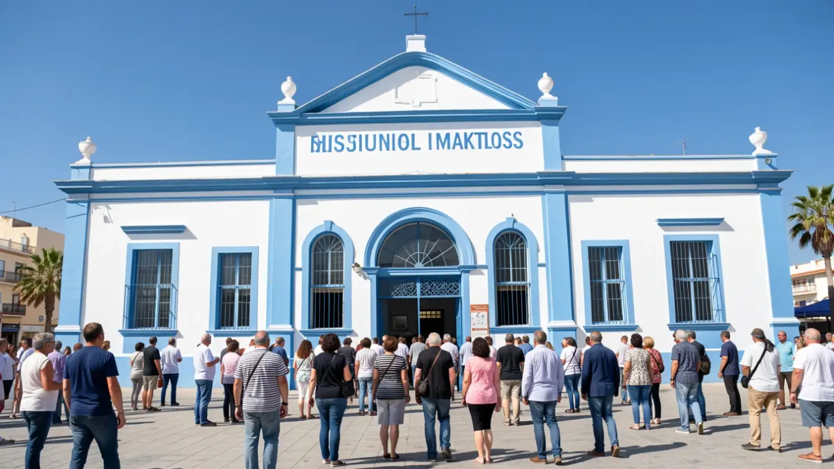 Renovated facade of the Los Junquillos Market in La Línea de la Concepción.