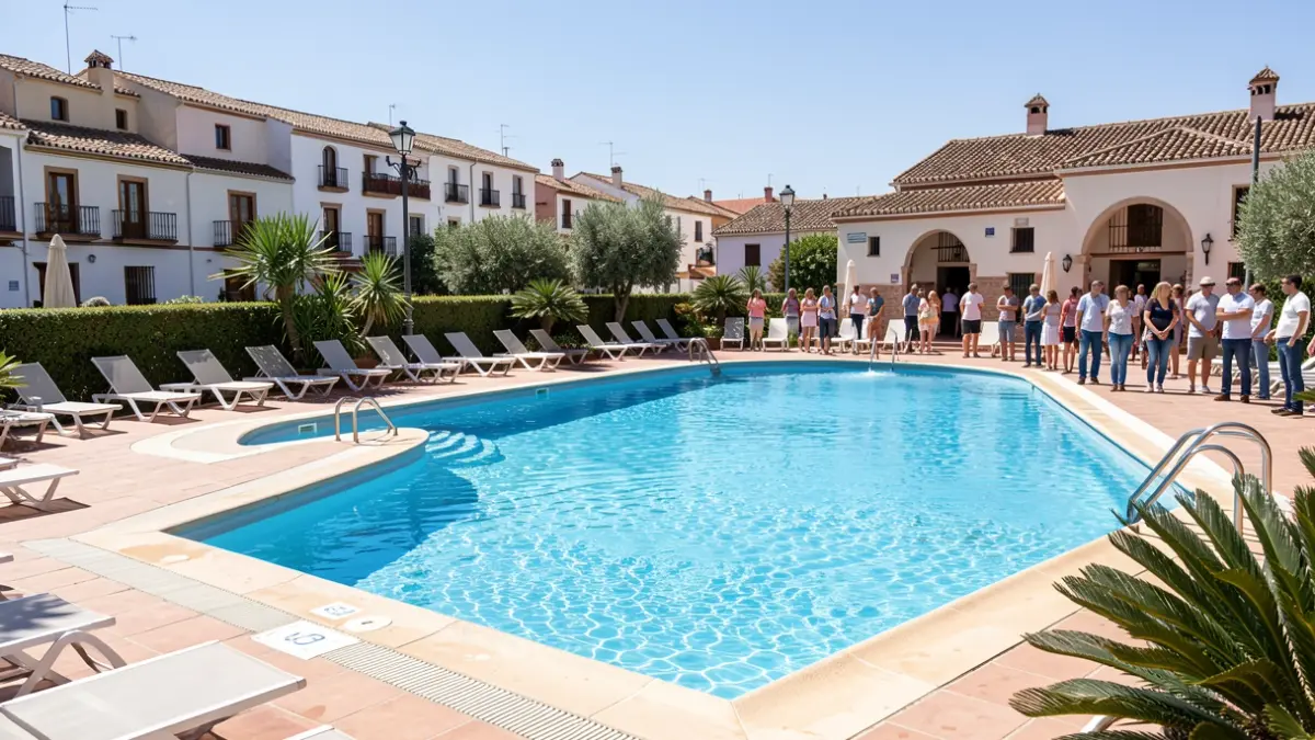 Instalaciones renovadas de la piscina municipal de Triana durante el verano.