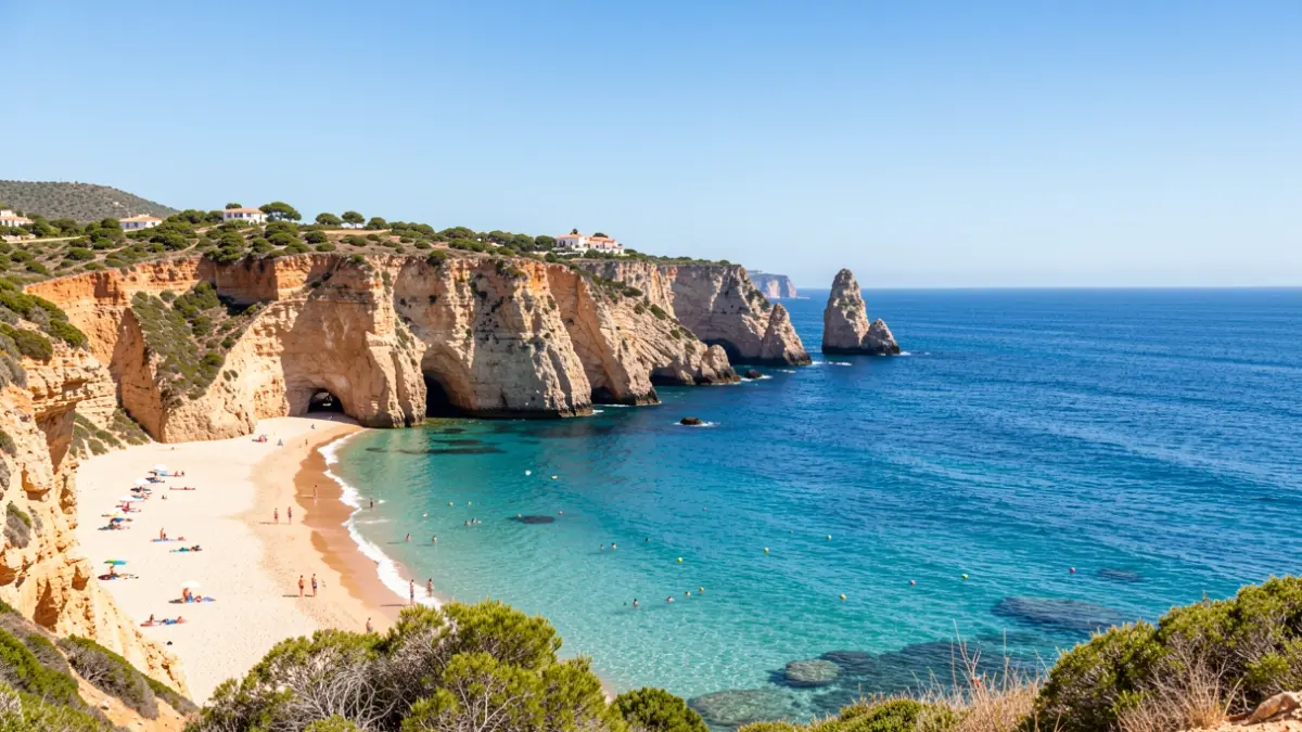 Panoramic view of Maro beach in Nerja, Málaga.