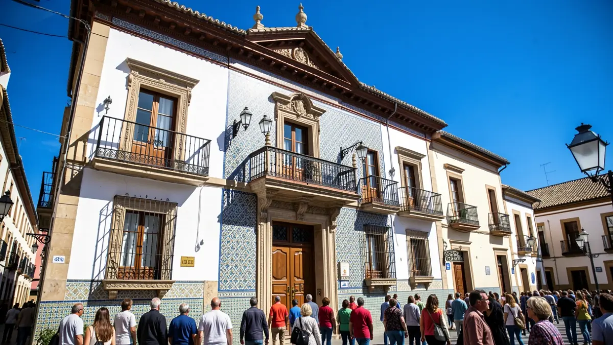 Facade of the La Rambla Town Hall, an institutional building with Andalusian architecture.