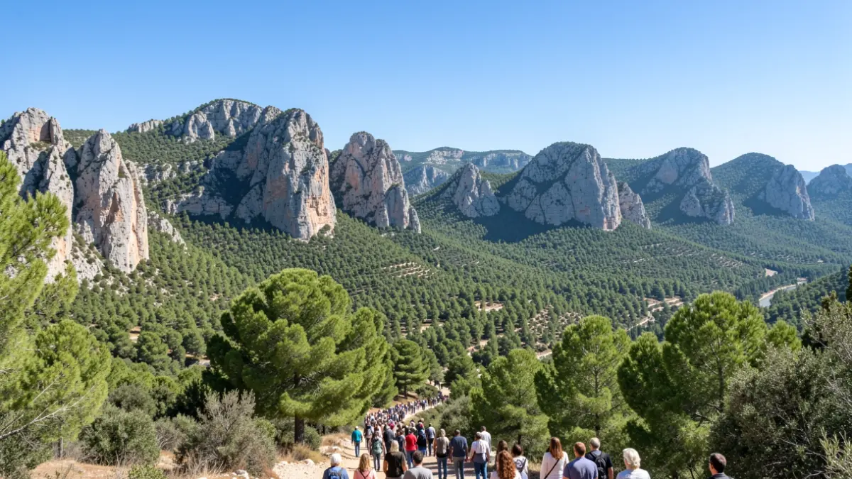 Paisaje montañoso de la Sierra de las Nieves bajo un cielo despejado.