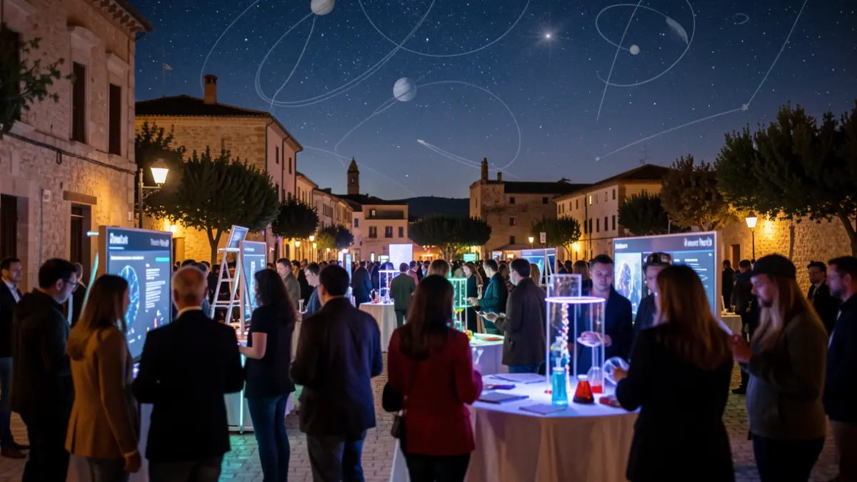 Imagen genérica de la Noche Europea de los Investigadores en Jaén, con elementos científicos y astronómicos.