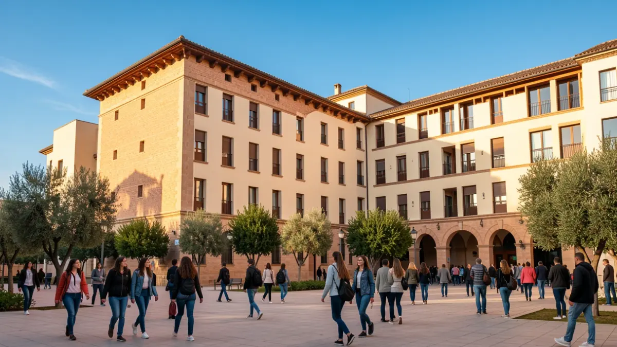 Image of a university residence in Seville with students.