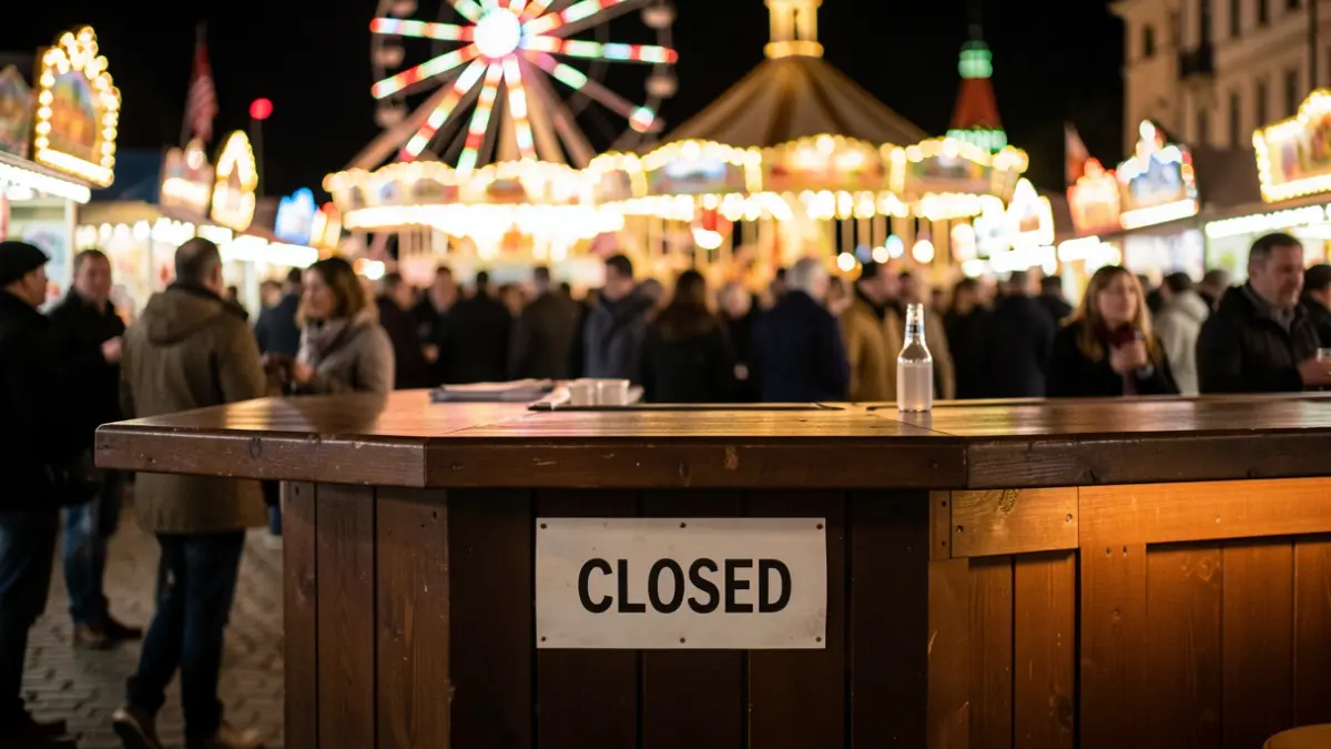 Imagen genérica de una barra de bar cerrada en una feria.