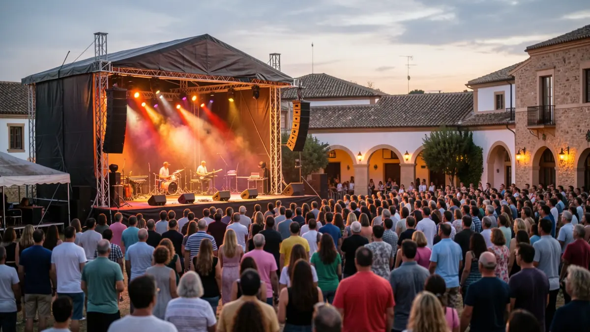 Generic image of an outdoor music festival in Andalusia at dusk.