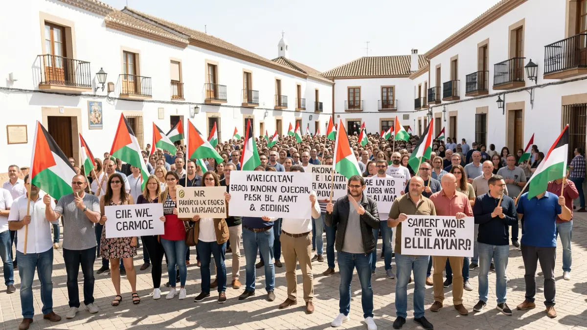 Manifestación en Córdoba en solidaridad con Palestina y contra el militarismo.