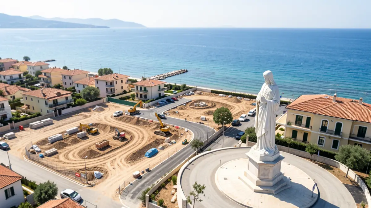 Vista aérea del barrio de los Pescadores en San Luis de Sabinillas durante las obras de remodelación.