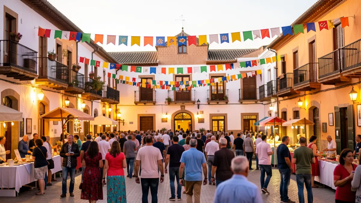 Imagen genérica de una plaza de pueblo andaluz durante una fiesta popular.