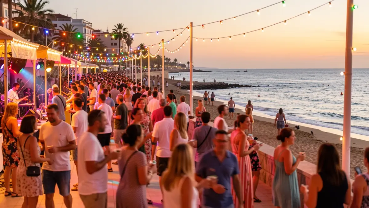 Generic image of a summer festival on the Andalusian coast with a festive atmosphere and music.