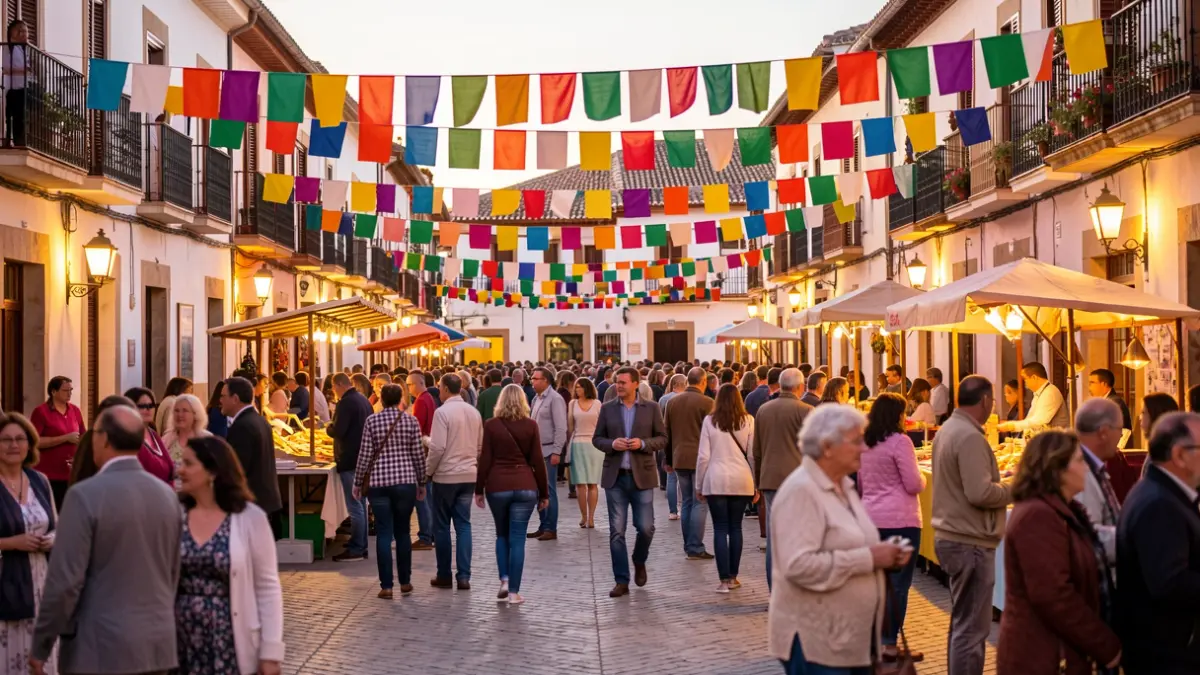 Imagen genérica de una plaza de pueblo andaluz durante una fiesta.