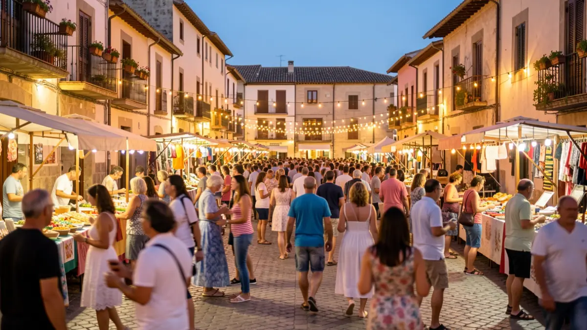 Imagen genérica de una plaza de pueblo andaluz durante una fiesta de verano.