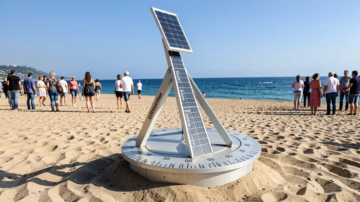 Indicador solar en la playa de El Bombo, Mijas.