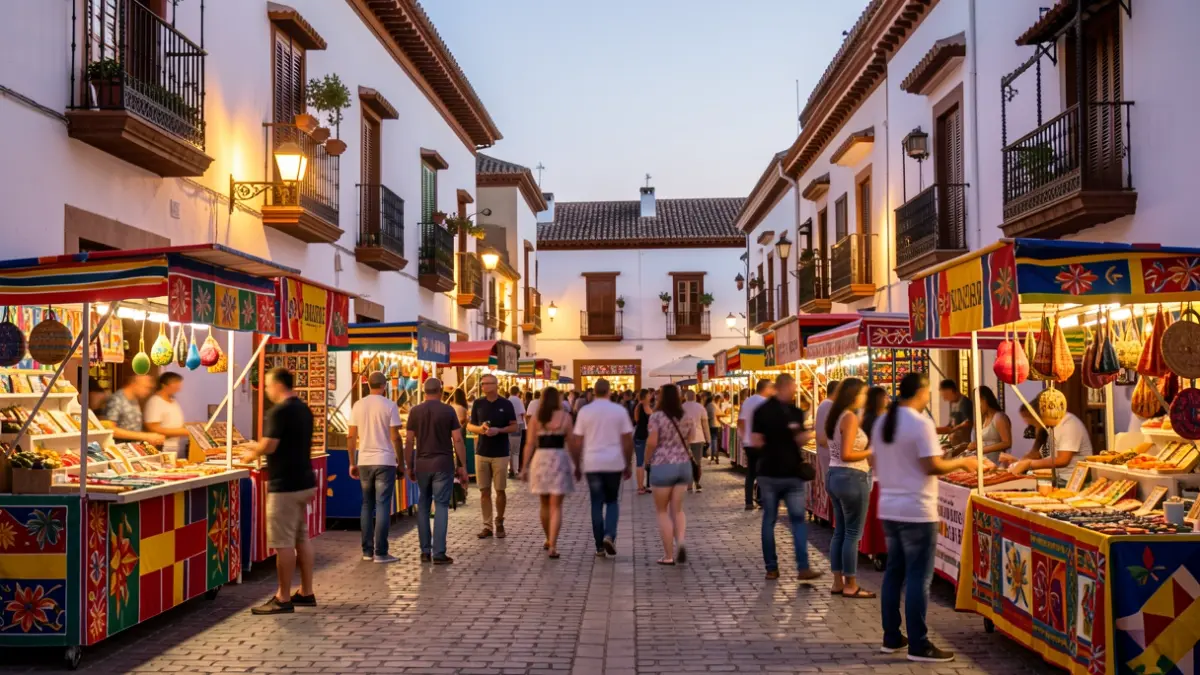 Generic image of a square decorated for a festival with a Cuban atmosphere.