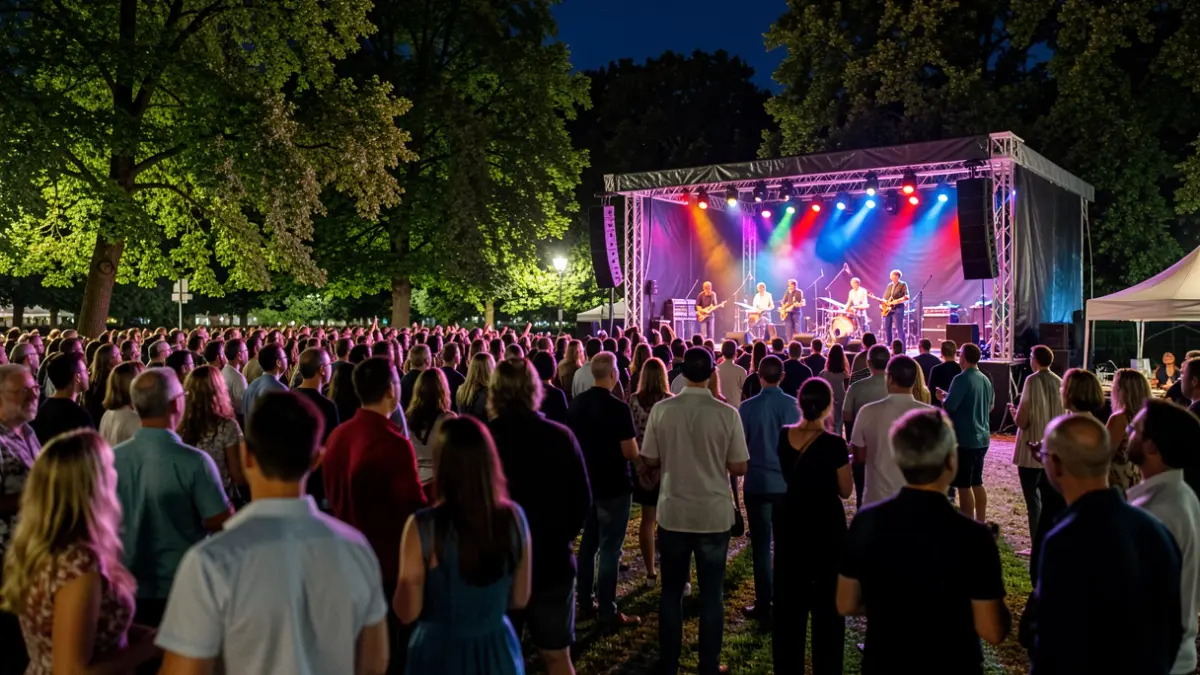 Imagen genérica de un festival de jazz al aire libre por la noche.