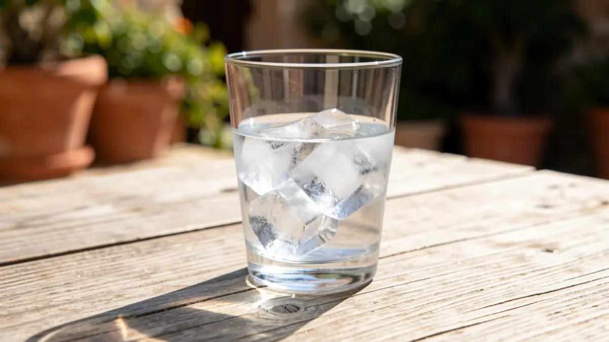 Generic image of a glass of fresh water in a summer setting.