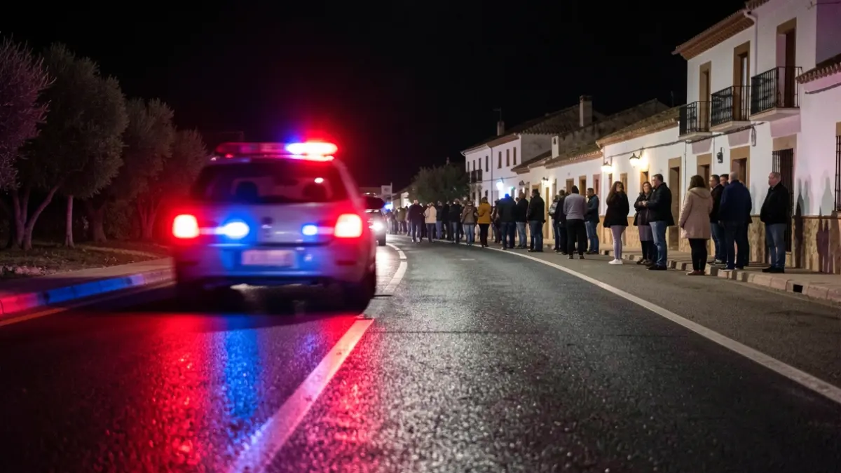 Generic image of police emergency lights reflecting on wet asphalt.