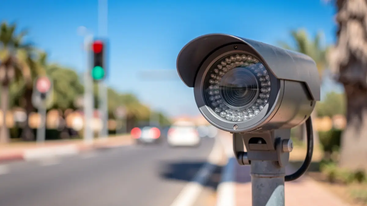Speed camera on a road in Andalusia.