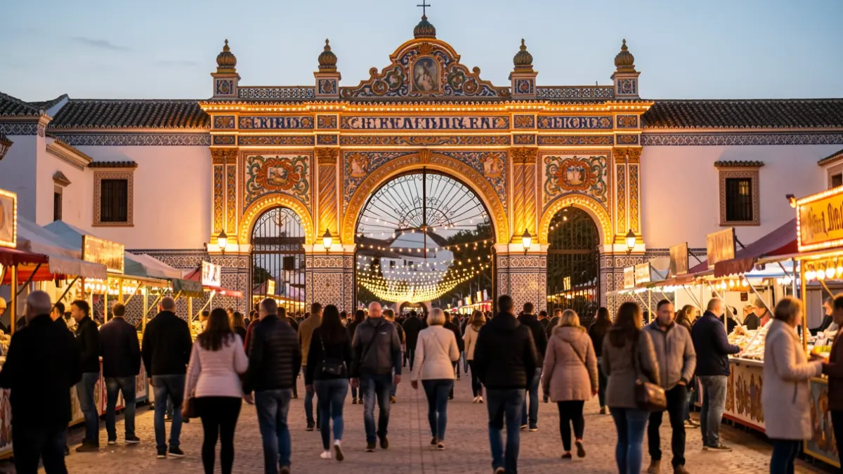 Nueva portada de la Feria de Andújar 2026 con ambiente festivo y arquitectura andaluza.