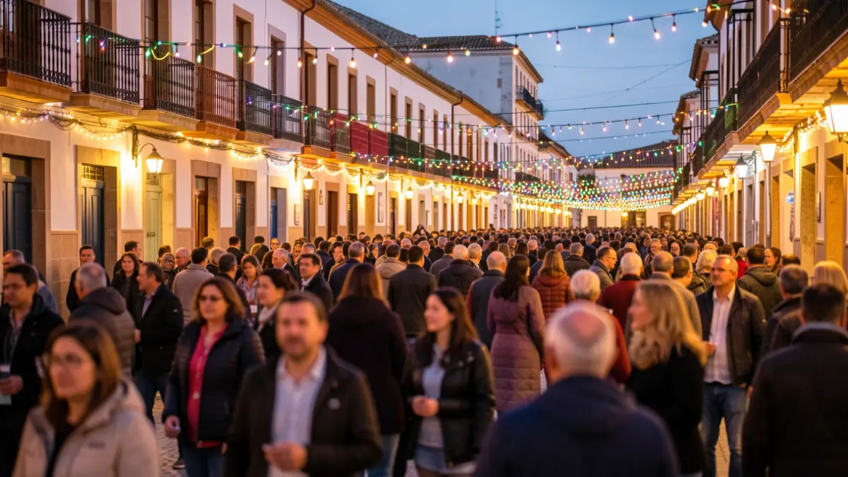 Generic image of the Velá de Santiago y Santa Ana festival in Triana, Sevilla, with a festive atmosphere and Andalusian architecture.