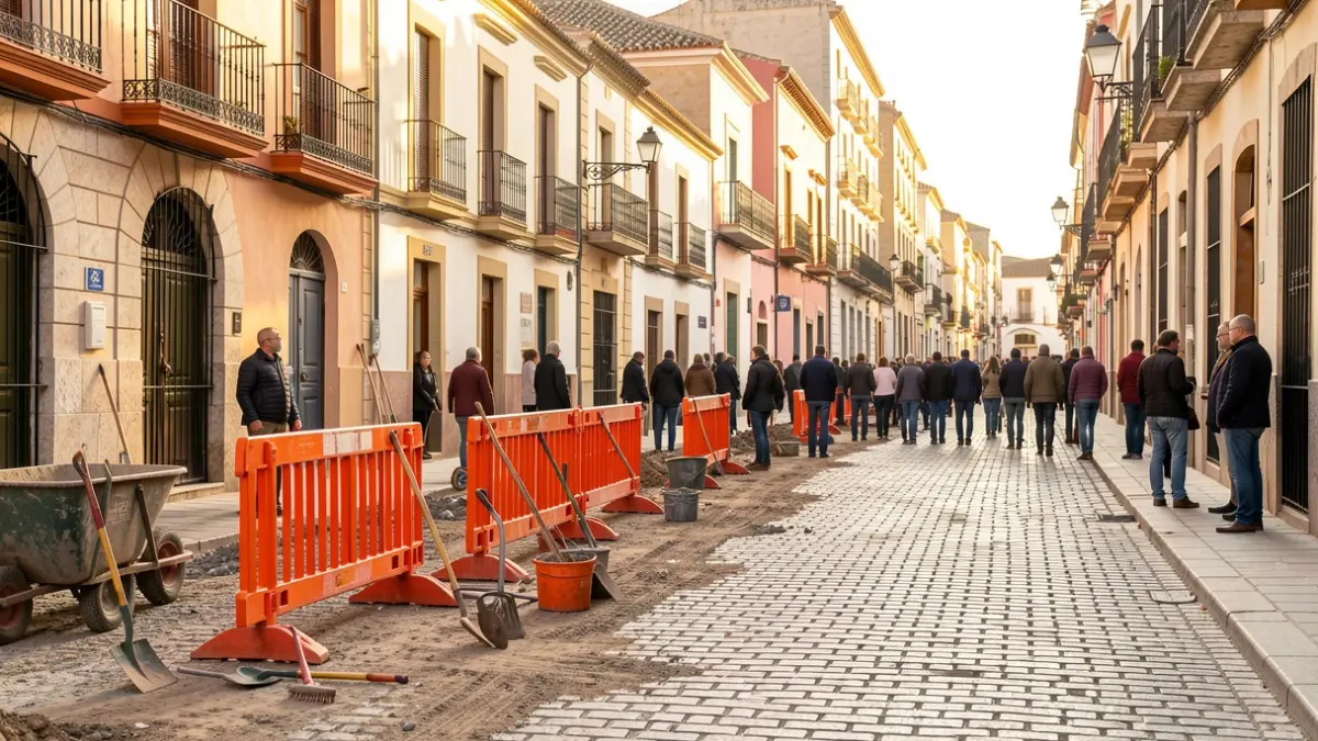 Street repair work on Castilla street in Sevilla.