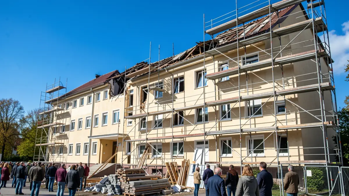 Imagen genérica de obras de reparación en un edificio escolar.