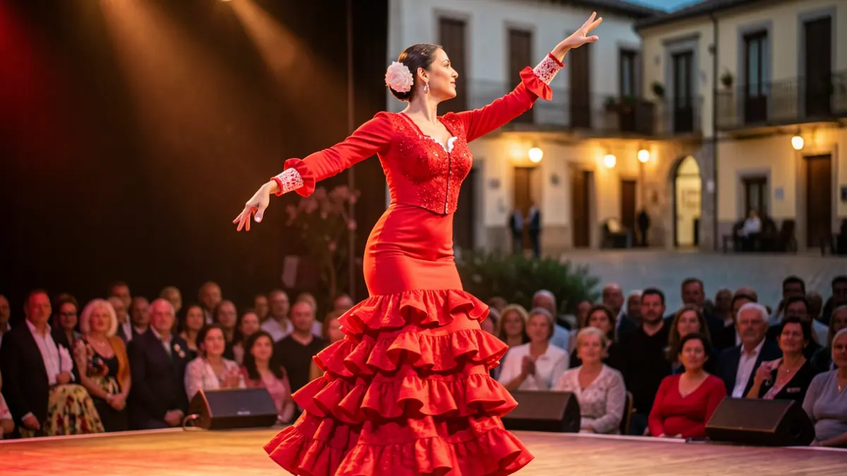Flamenco dancer performing on stage.