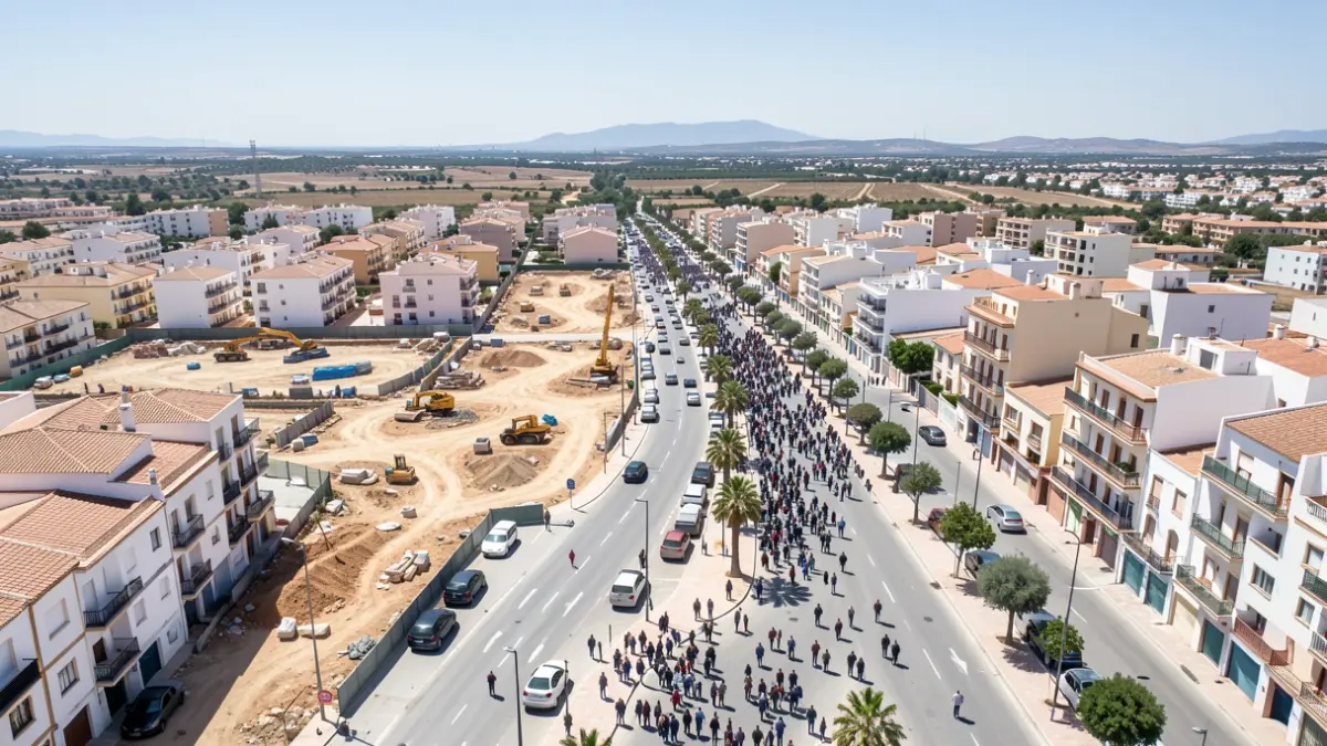 Vista aérea de una zona de desarrollo urbanístico en Palma del Río.