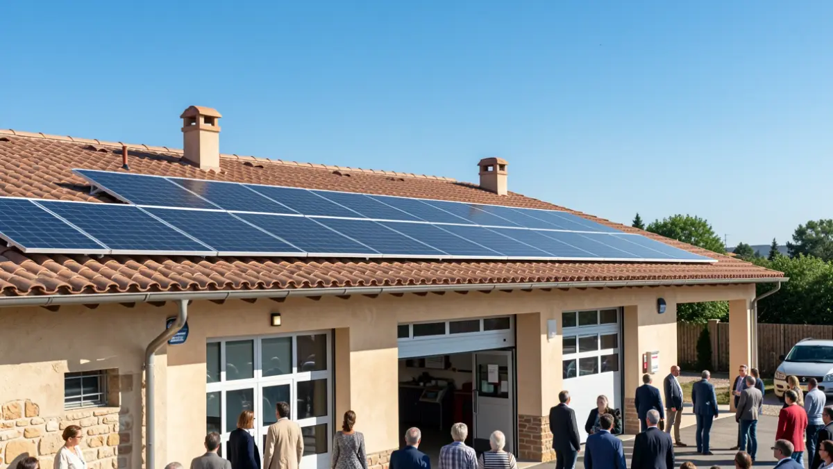 Solar panels installed on the roof of a fire station in the province of Córdoba.