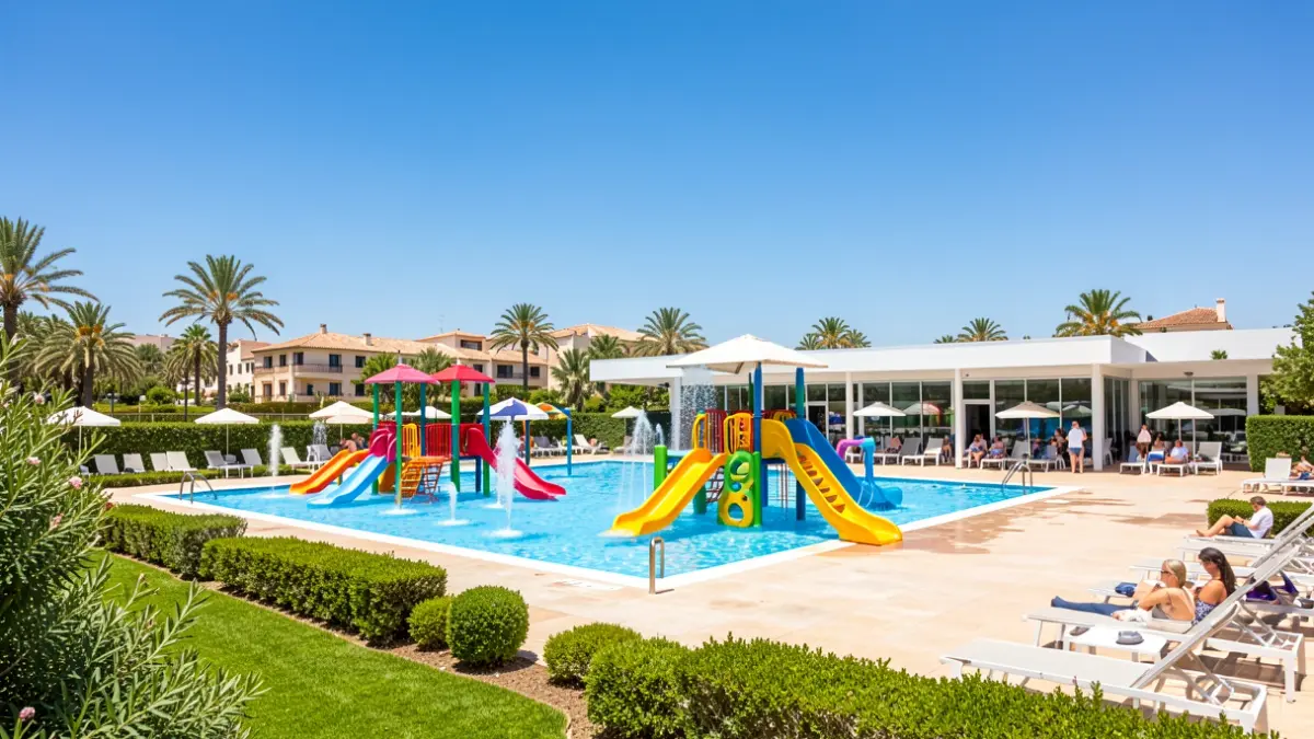 Imagen de la nueva zona infantil y de juegos acuáticos de la piscina municipal de Pozoblanco.
