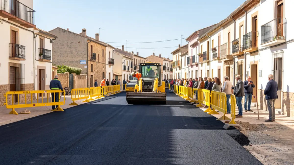 Imagen genérica de obras de asfaltado en una calle.