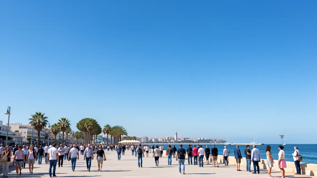 Clear and sunny sky over the coast of La Línea de la Concepción.