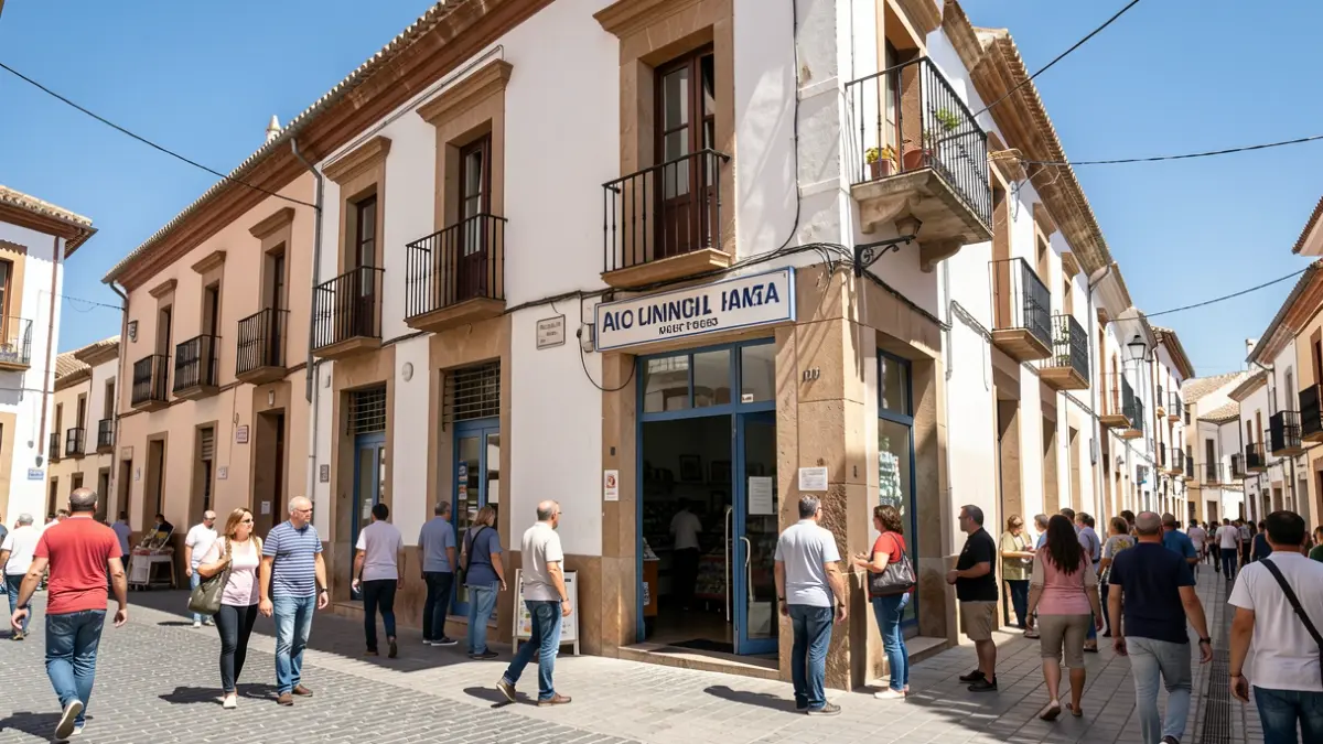 Facade of a commercial unit in the Abastos Market of Priego de Córdoba.