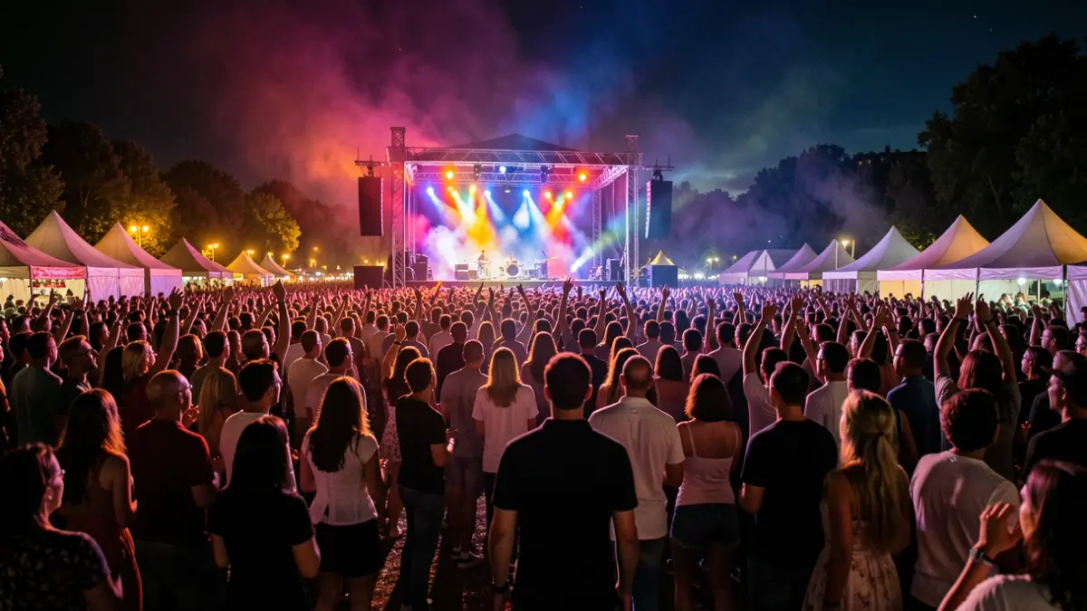 Imagen genérica de una multitud en un festival de música por la noche.