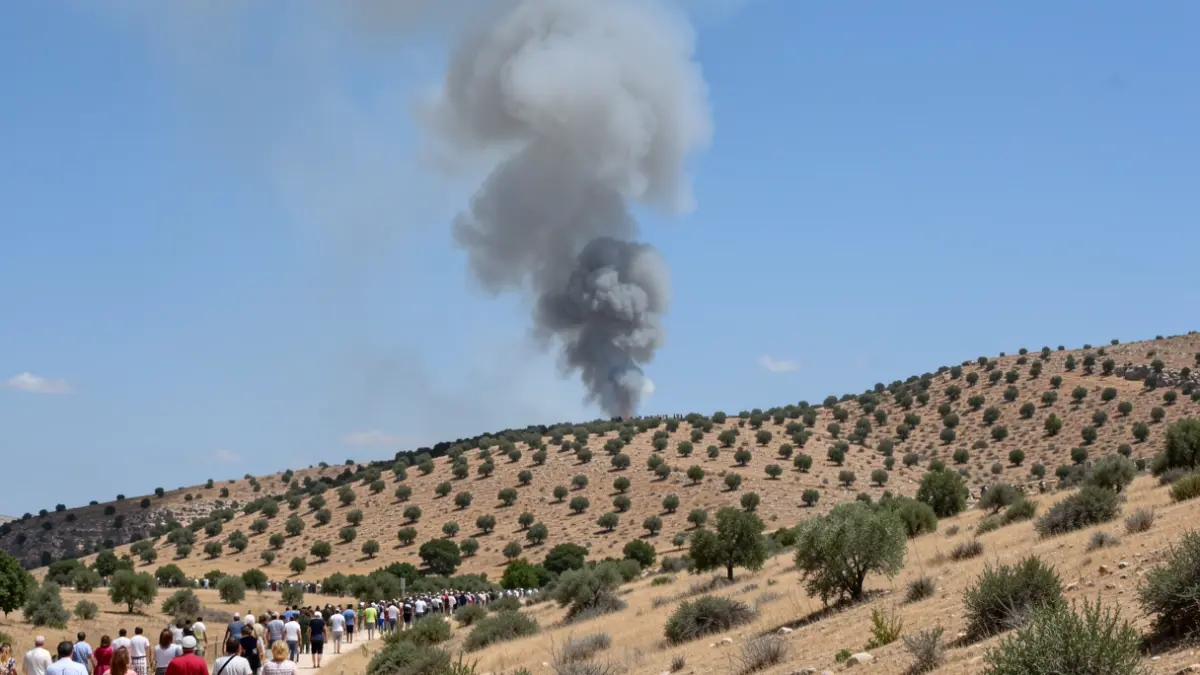 Generic image of a smoke column over a forest hillside.