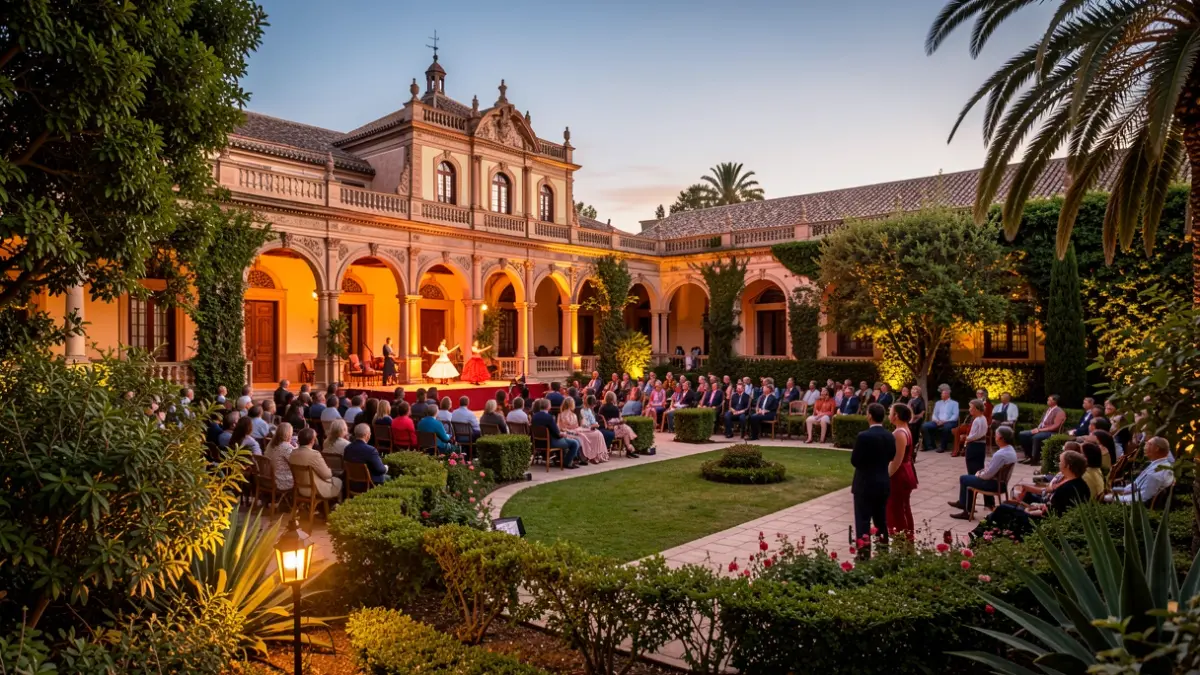 Escena de flamenco en los Jardines del Palacio Municipal de Sanlúcar de Barrameda.
