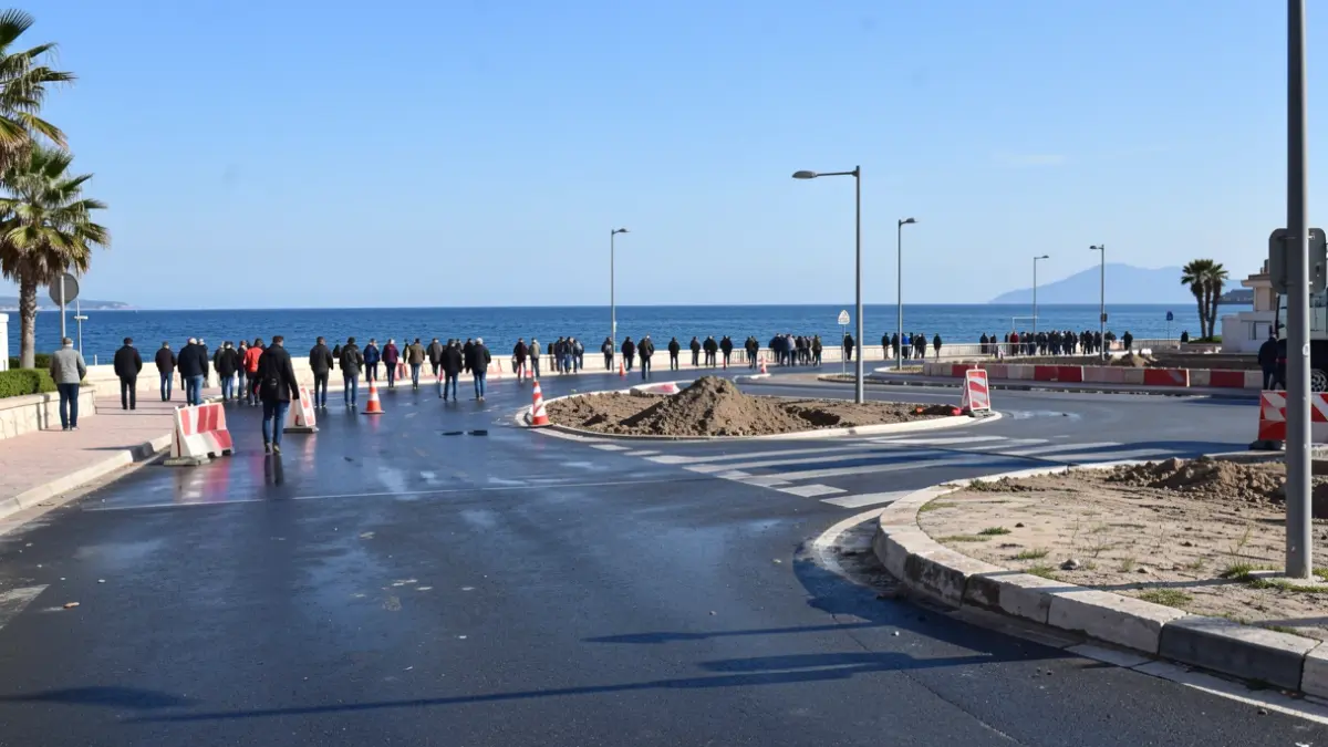 Generic image of construction work on a seaside promenade with the sea in the background.