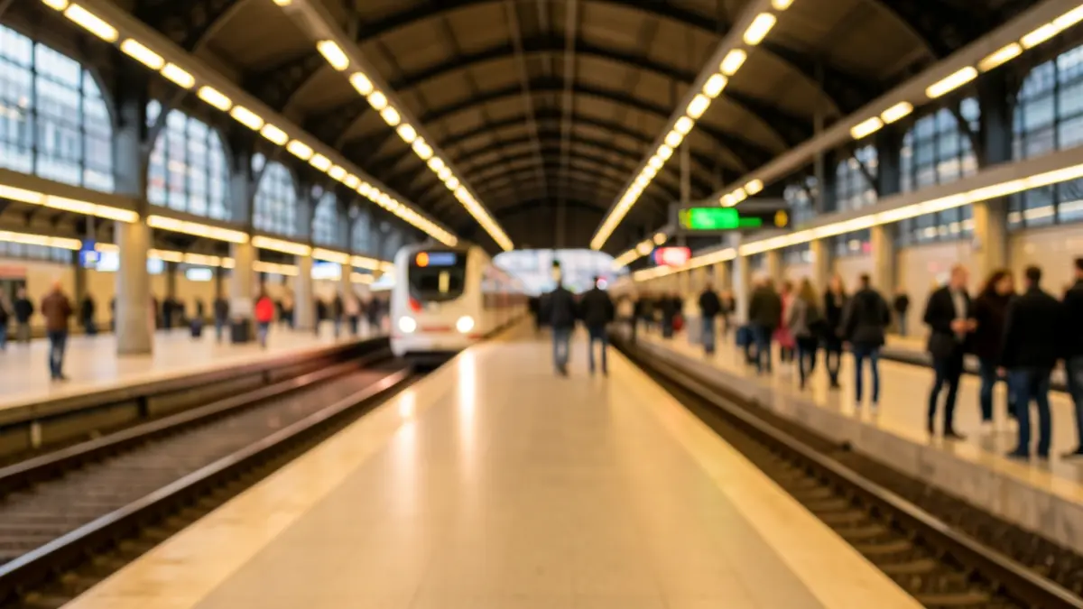Generic image of a train station with tracks and platforms.