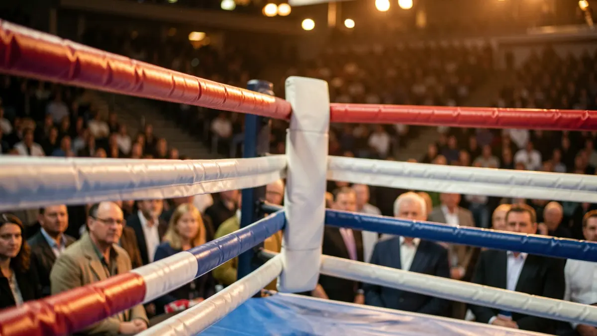 Generic image of a boxing ring at an outdoor sports event.