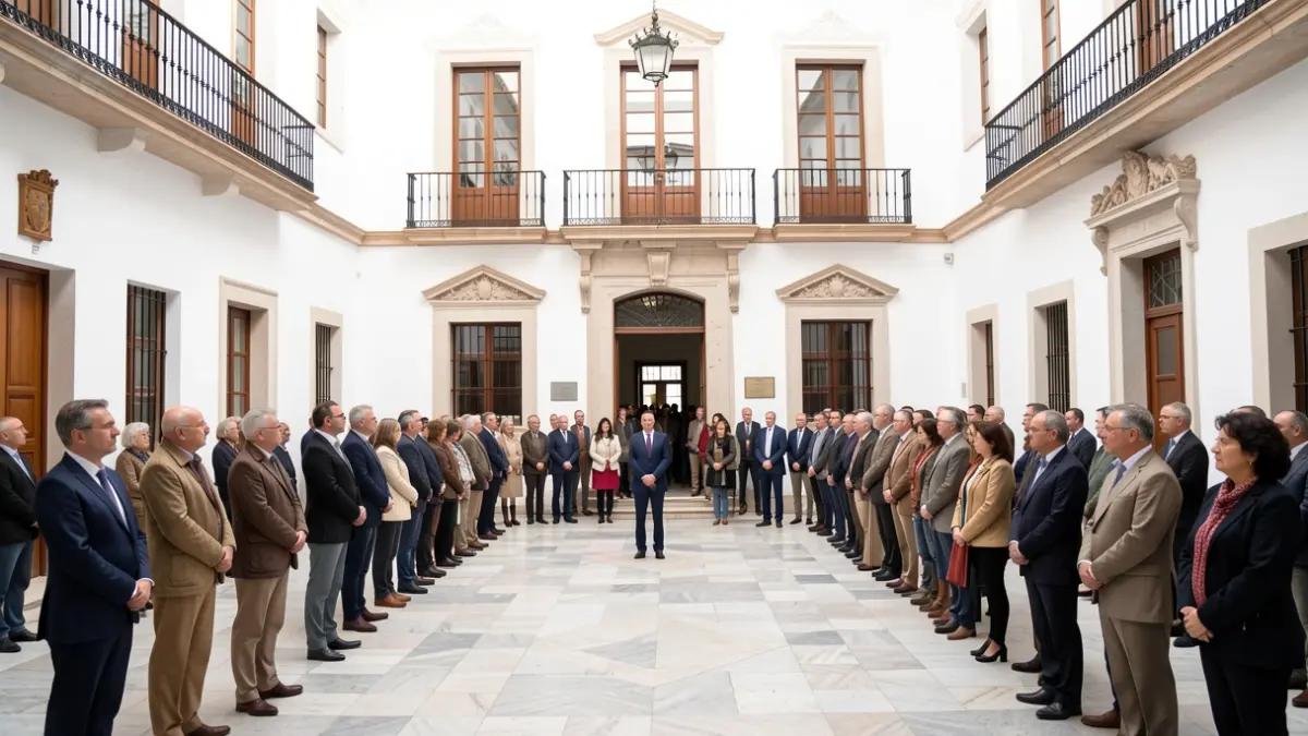 Generic image of a minute of silence in the atrium of an Andalusian town hall.