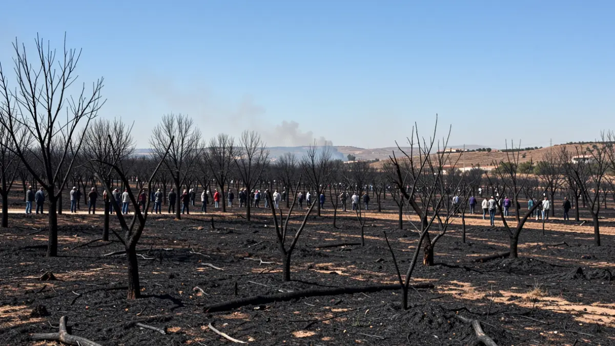 Paisaje devastado por el incendio en Los Gallardos, Almería.